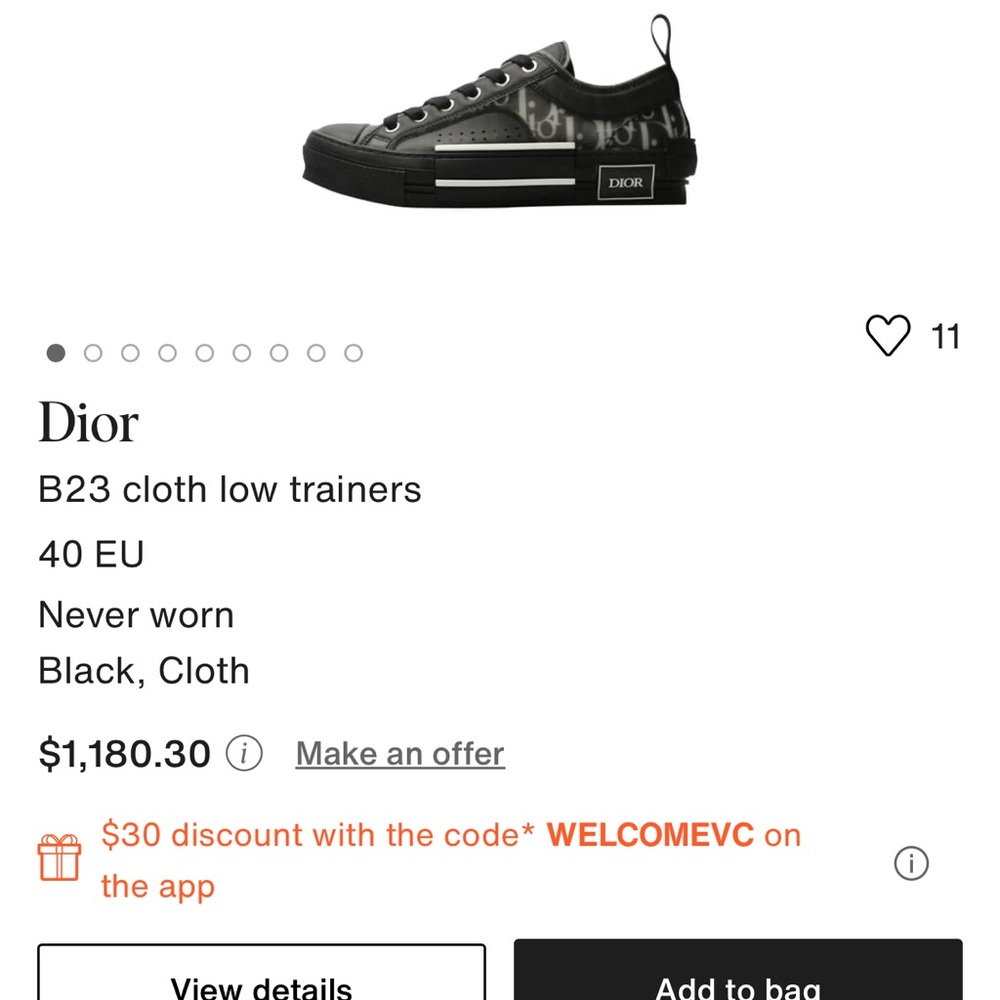 Dior Technical Canvas Oblique B23 Low Top Sneakers 39 Black